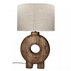 TABLE LAMP EDUSA COIN BIG MANGO WOOD BROWN 